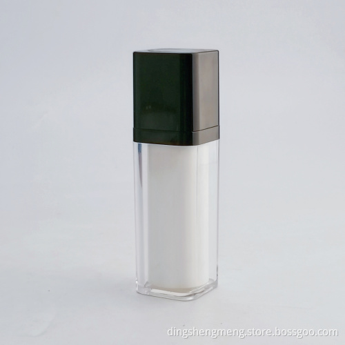 Quadratische Acrylluftless -rotierende Pumpenflasche für Hautpflegekosmetikverpackungen